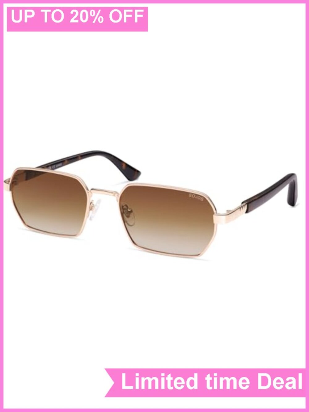 SOJOS Retro Square Polarized Sunglasses UV400 Metal Frame